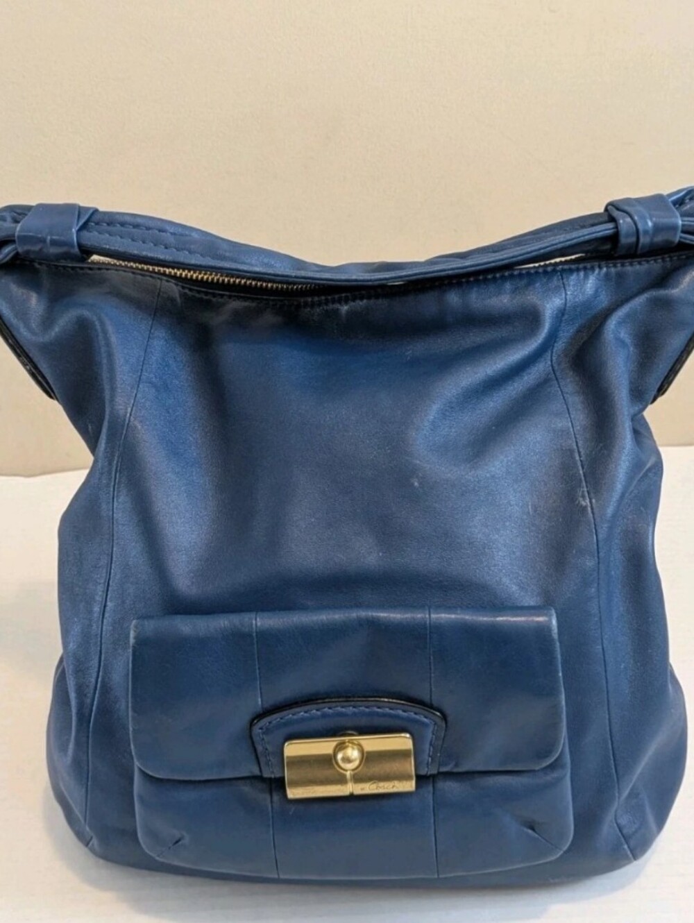 COACH Kristin Slouch Crossbody Hobo Bag - Cobalt Blue Leather No. D1069-14783